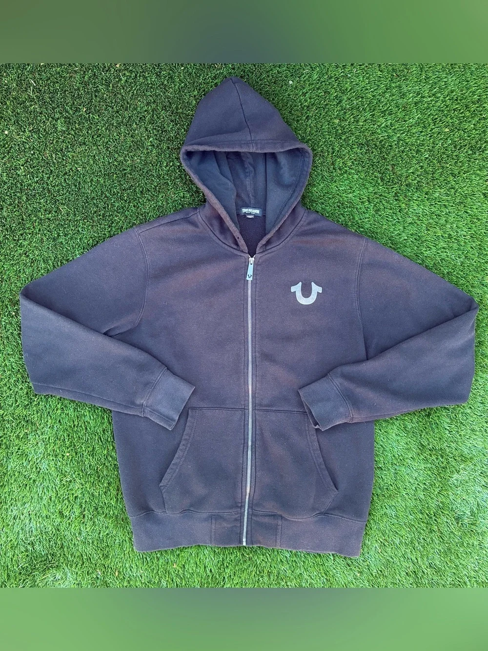 True Religion Black Full Zip Hoodie Men’s XL Graphic Print Buddha World Tour